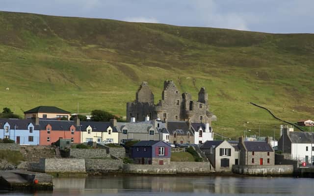 The Pictish-era finds were made on a site above Scalloway (pictured) on the Shetland mainland. PIC: Creative Commons/Otter.