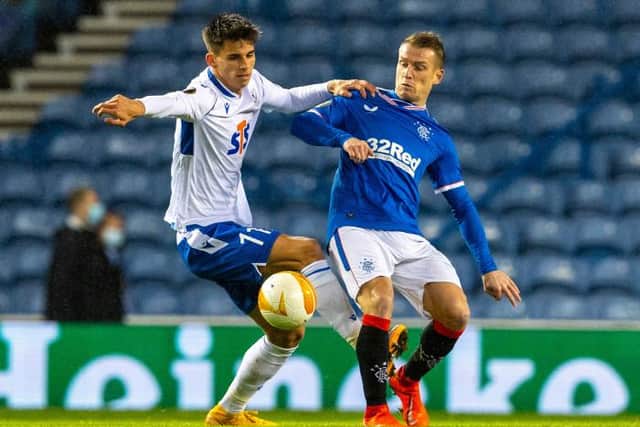 Steven Davis tussles with Filip Marchwinski during Rangers' 1-0 win over Lech Poznan at Ibrox. The veteran midfielder has been urged by Rangers manager Steven Gerrard to extend his playing career for as long as possible. (Photo by Alan Harvey / SNS Group)