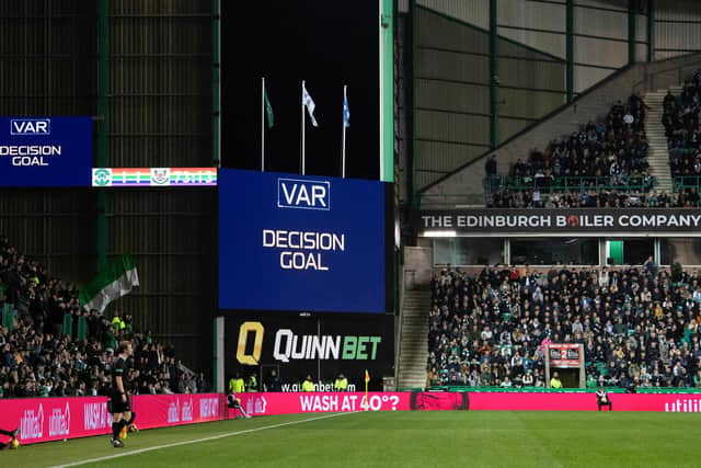 VAR in action during St Johnstone's 2-1 at Easter Road against Hibs. (Photo by Ross Parker / SNS Group)