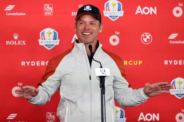 Paul Casey speaks to the media prior to the 43rd Ryder Cup at Whistling Straits in Kohler, Wisconsin. Picture: Warren Little/Getty Images.
