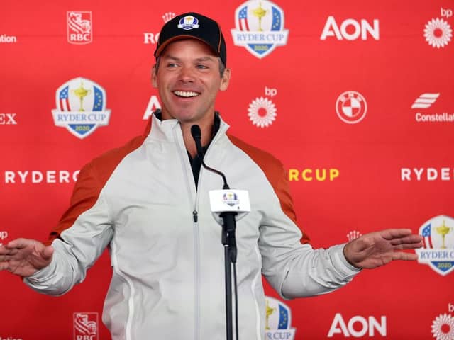 Paul Casey speaks to the media prior to the 43rd Ryder Cup at Whistling Straits in Kohler, Wisconsin. Picture: Warren Little/Getty Images.