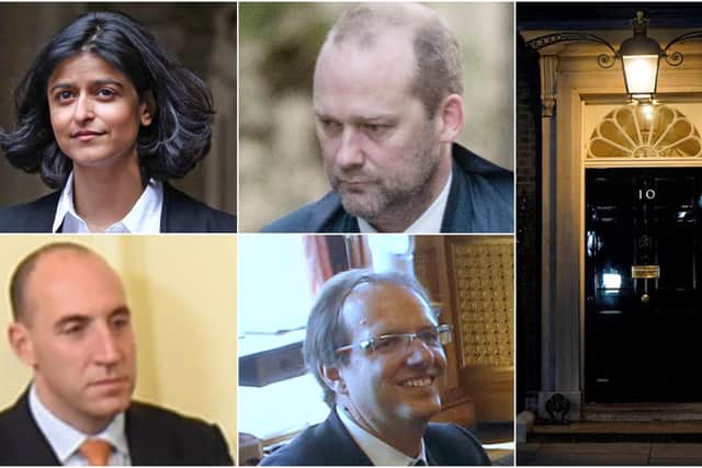 Four key aides have quit - (clockwise from top left) Munira Mirza,  Jack Doyle, Martin Reynolds and Dan Rosenfield