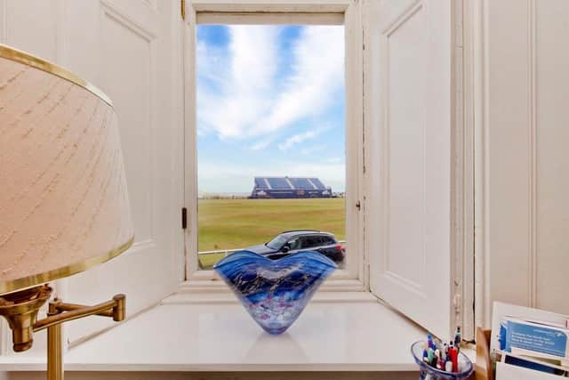 The flat has views over arguably the most famous hole in world golf.
