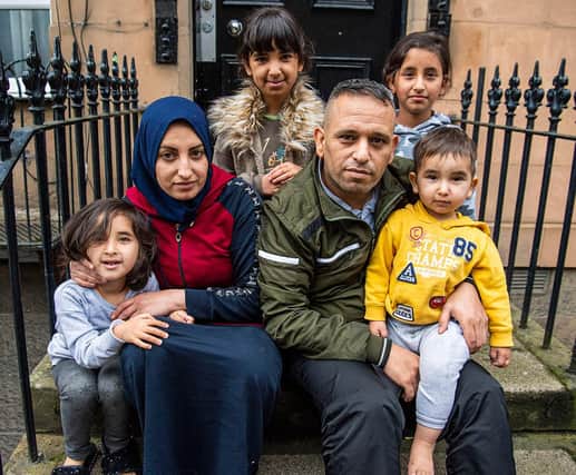Basama Hamaedh with husband Azzam Al Hussain and children Fatima, Hoda, Aisha and Abbas came to Edinburgh a year ago.