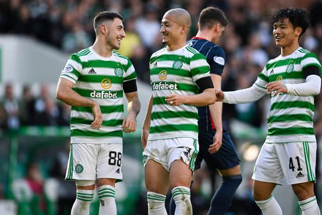 Celtic's Daizen Maeda (centre) was also on the scoresheet.