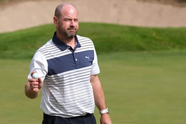 Craig Lee acknowledges the crowd during the third round of the Farmfoods Scottish Challenge presented by The R&A at Newmachar. Picture: Five Star Sports Agency