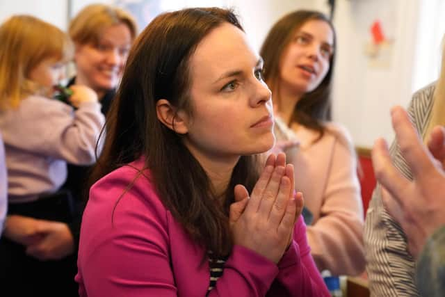 SNP leadership candidate Kate Forbes during a visit to the Association of Ukrainians in Great Britain (AUGB), in Glasgow, as she campaigns to be First Minister and SNP leader, following the resignation of First Minister Nicola Sturgeon. Picture date: Thursday March 2, 2023.