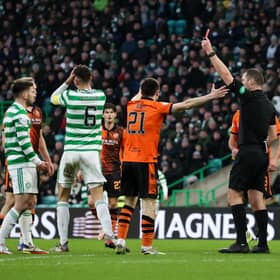 Nir Bitton was sent off the last time Celtic faced Dundee United.