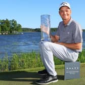 Dale Whitnell poses with the trophy after winning of the Volvo Car Scandinavian Mixed at Ullna Golf & Country Club in Sweden. Picture: Matthew Lewis/Getty Images.