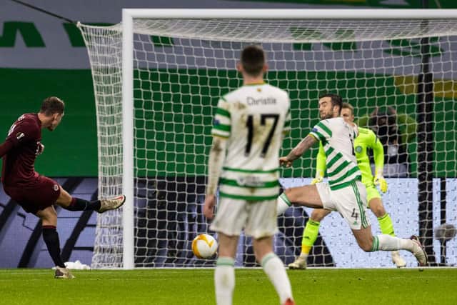 Sparta Prague's Lukas Julis scores a the Czechs second goal at Celtic Park (Photo by Alan Harvey / SNS Group)