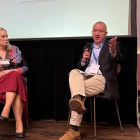Deirdre McCloskey and Patrick Schotanus at the Market Mind Hypothesis (MMH) symposium in Edinburgh this week. Picture: MMH