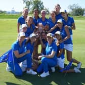 Captain Annika Sorenstam and her players celebrate winning the Junior Solheim Cup at Sylvania Country Club in Ohio.