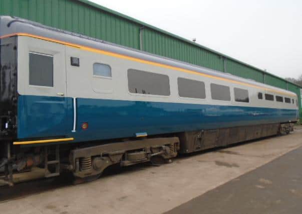 The carriages have already been repainted in British Rail blue and white. Picture: WG Specialist Coatings
