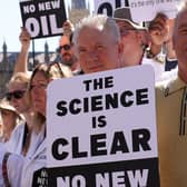 Chris Packham at a protest in Parliament Square against new oil drilling earlier this month (Picture: Dan Kitwood/Getty Images)