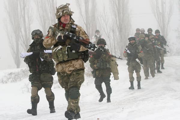 Ukrainian troops in the Donbass volunteer battalion in the Lysychank district of the Lugansk region of Ukraine. Image: AFP/Getty Images.