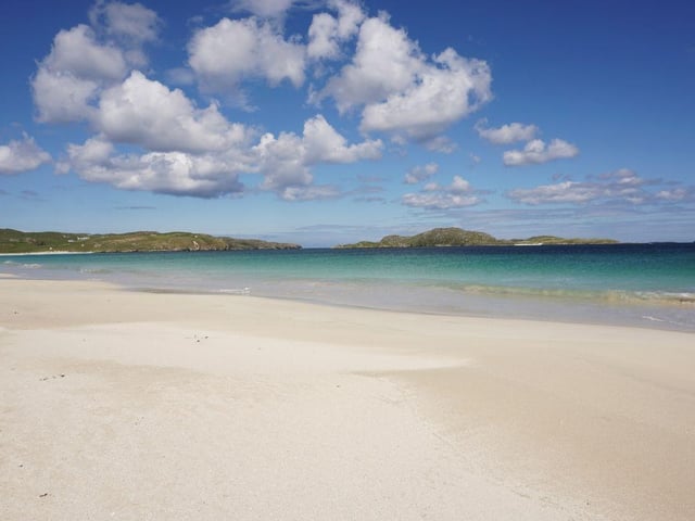 With an area of 217,898 hectares, Lewis and Harris is by far the largest of Scotland's islands - and the third largest land mass in the British Isles, after Great Britain and Ireland. The two names refer to the two halves of the island separated by mountains. The main town on the island Stornoway is home to around 12,000 people. The island has some of the best beaches in Scotland with white sands and turquoise waters, including the pictured Reef Beach.
