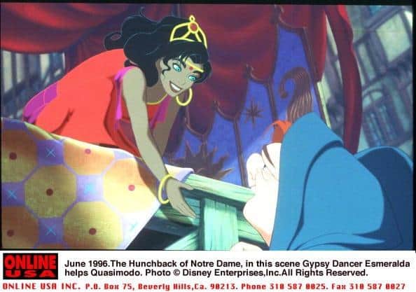 June 1996. From The Film , Hunchback Of Notre Dam, The Gysy Called Esmeralda Give Quasimodo A Hand (Photo By Getty Images)