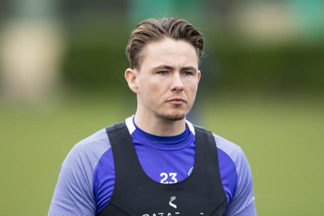 Scott Allan is pictured during Hibs training.