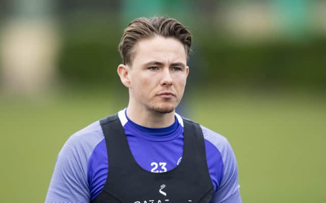 Scott Allan is pictured during Hibs training.