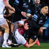 Glasgow Warriors Sione Tuipulotu in action against Ulster.