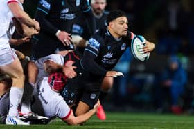 Glasgow Warriors Sione Tuipulotu in action against Ulster.