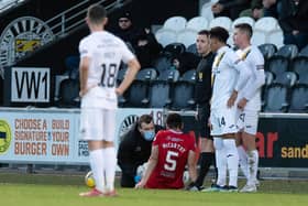 St Mirren's Conor McCarthy is forced off injured in the 1-1 draw with Livingston at the SMISA Stadium last weekend. (Photo by Sammy Turner / SNS Group)