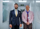 EnteroBiotix CEO Dr James McIlroy with Robin Railton, site director at EnteroBiotix. Picture: Mark Liddell Photography