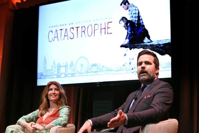 Sharon Horgan and Rob Delaney publicising their award-winning series Catastrophe in Hollywood, California in 2017. Pic: Phillip Faraone/Getty Images for Amazon Studios