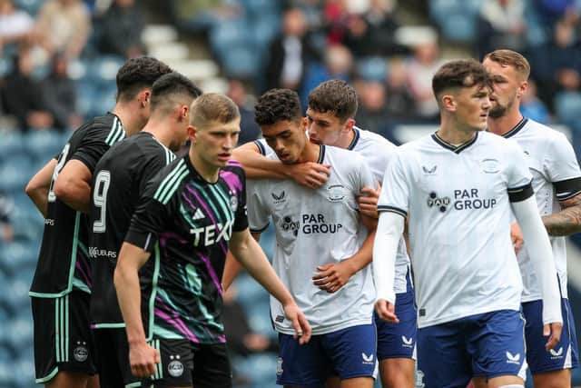 Aberdeen were defeated 2-0 by Preston North End at Deepdale.