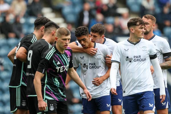 Aberdeen were defeated 2-0 by Preston North End at Deepdale.