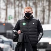 Celtic boss Neil Lennon arrives at McDiarmid Park. Picture: SNS