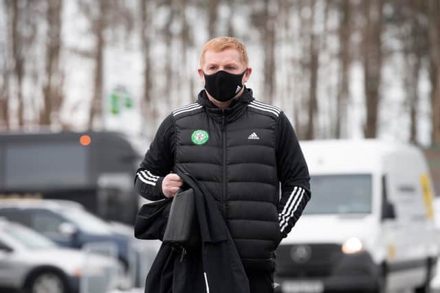 Celtic boss Neil Lennon arrives at McDiarmid Park. Picture: SNS