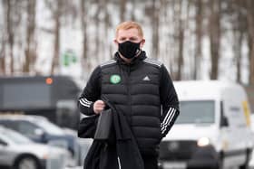 Celtic boss Neil Lennon arrives at McDiarmid Park. Picture: SNS