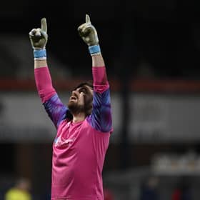 Bonnyrigg Rose goalkeeper Mark Weir celebrates his side going 1-0 up during the Scottish Cup tie with Dundee. The Lowland League side eventually lost 3-2 (Photo by Rob Casey / SNS Group)