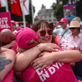 Supporters of assisted dying celebrate after MPs voted in favour of the Terminally Ill Adults (End of Life) Bill last week (Picture: Carl Court/Getty Images)