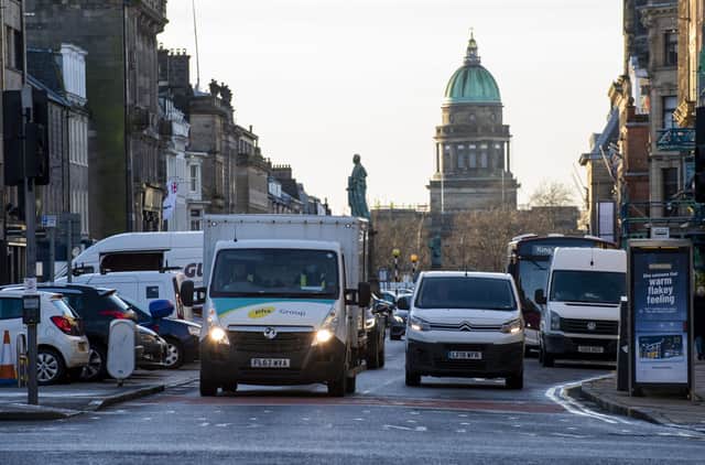 George Street in Edinburgh busy with traffic today. Picture: Lisa Ferguson