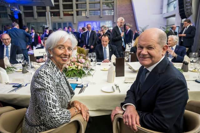 German Chancellor Olaf Scholz with Christine Lagarde, President of the European Central Bank, at an event for the 25th anniversary of the ECB this month (Picture: Thomas Lohnes/Getty Images)