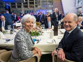 German Chancellor Olaf Scholz with Christine Lagarde, President of the European Central Bank, at an event for the 25th anniversary of the ECB this month (Picture: Thomas Lohnes/Getty Images)