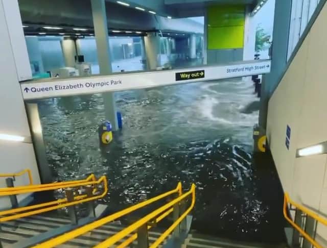 Flash floods have hit London after a spell of hot weather picture: Rob Day