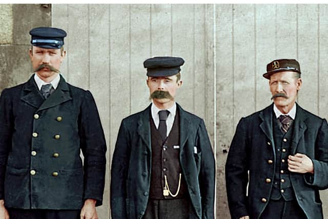 Lighthouse keepers Thomas Marshall, Donald MacArthur and James Ducat who disappeared from the Flannan Isles in December 1900. PIC: Contributed/colour restoration by Gary Kemp /restoringyourpast.co.uk.
http://www.restoringyourpast.co.uk/,https://www.facebook.com/restoringyourpast,Grant Kemp