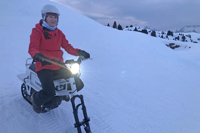 Moonbiking in La Plagne. Pic: Lauren Taylor/PA.