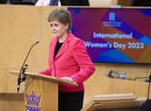 Nicola Sturgeon speaks on International Women's Day. Picture: Kirsty Anderson