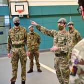 Members of the Royal Scots Dragoon Guard set up a Covid vaccination centre in Glasgow in January. Photo by Jeff J Mitchell/Getty Images.