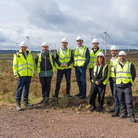 L-R Richard Dunkley - CEO (OnPath Energy), Gordon Thomson - Projects Director (OnPath Energy), Michael Shanks -  Parliamentary Undersecretary of State, Anas Sarwar – Leader of Scottish Labour Party, Lee Wilkinson – Senior Police and Market Affairs Manager (OnPath Energy), Aileen McCreadie – Partnerships & Community Manager (OnPath Energy), Robin Winstanley – Sustainability & Community Director (OnPath Energy), Euan Wright – Wind Farm Manager (Kype Muir Wind Farm)