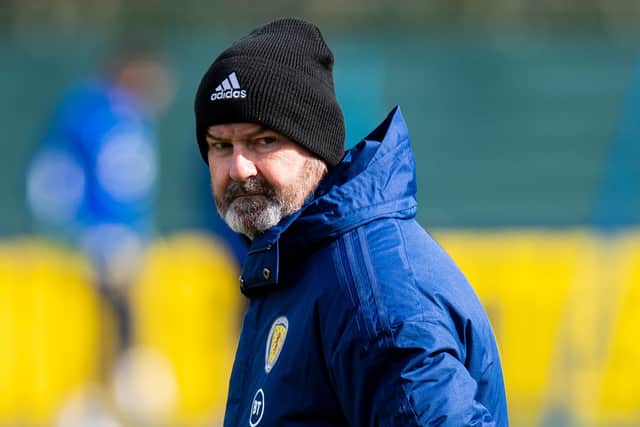 EDINBURGH, SCOTLAND - MARCH 24: Manager Steve Clarke during a Scotland training session at Oriam, on March 24, 2021, in Edinburgh, Scotland (Photo by Ross MacDonald / SNS Group)
**Please note these images are FREE for first use.