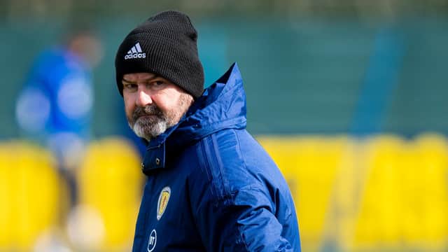 EDINBURGH, SCOTLAND - MARCH 24: Manager Steve Clarke during a Scotland training session at Oriam, on March 24, 2021, in Edinburgh, Scotland (Photo by Ross MacDonald / SNS Group)

**Please note these images are FREE for first use. 