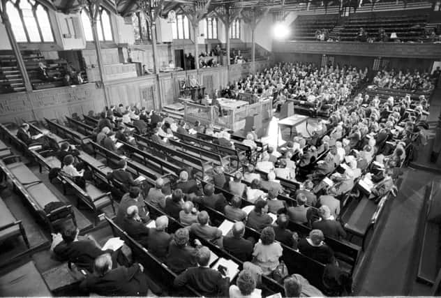 Delegates in the Assembly Hall in Edinburgh for the Scottish Constitutional Convention in March 1989.