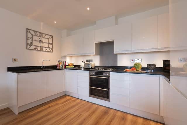 The modern, fully-equipped kitchen at Rosewall Retreat, St Ives.