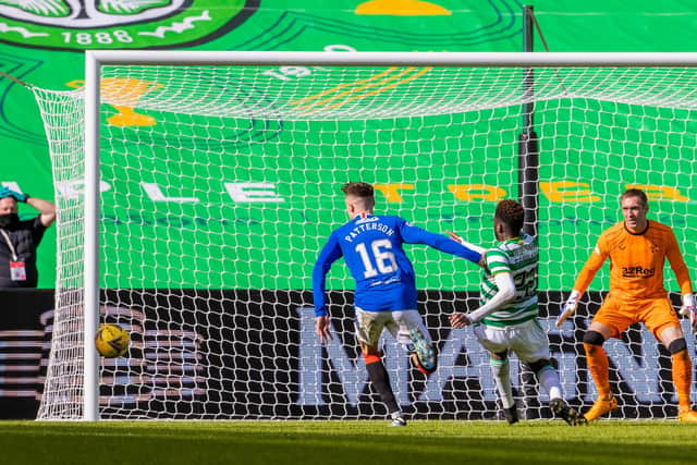 Celtic's Odsonne Edouard with one of the glaring misses that thwarted his team's hopes of derby victory. (Photo by Alan Harvey / SNS Group)