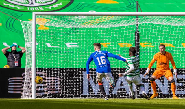 Celtic's Odsonne Edouard  with one of the glaring misses that thwarted his team's hopes of derby victory. (Photo by Alan Harvey / SNS Group)
